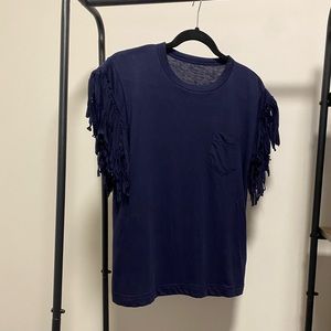 SACAI shirt with tassels on sleeve and back